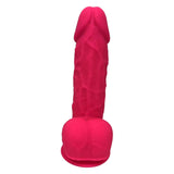 Dildo Realist Premium din Silicon cu Dubla Densitate, cu Testicule, 21.6 cm, Baza cu Ventuza Puternica si Proprietati Termo-Reactive – Jucarie Sexuala pentru Placere Autentica, Fucsia
