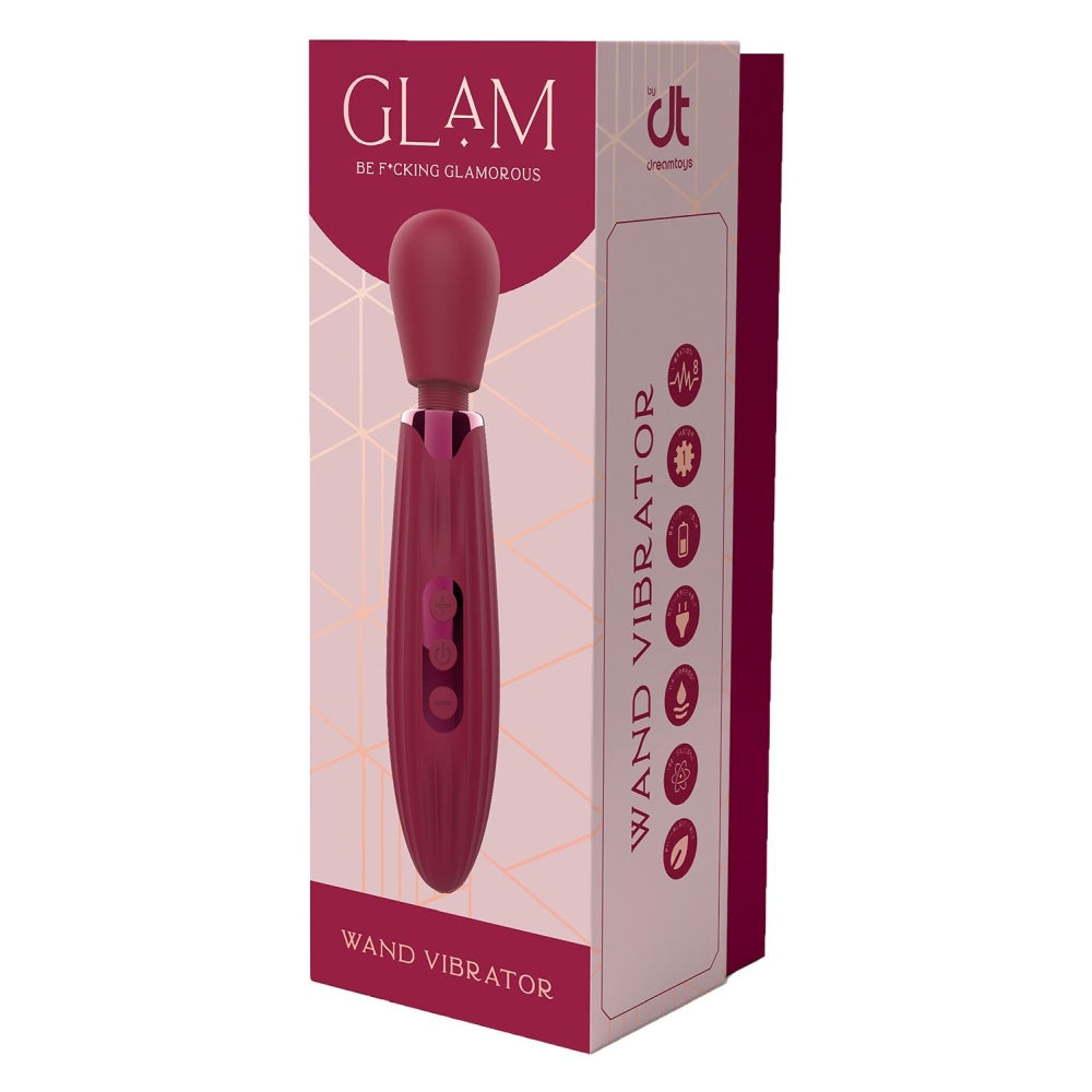 Vibrator Luxury Dreamtoys Glam Wand, Visiniu, 5 Moduri Viteza, 5 Moduri Vibratii, 20.5 cm, Incarcare USB