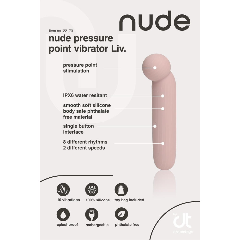 Vibrator Dreamtoys Nude Liv Travel, Roz, Ideal pentru calatorii, 14.5 cm