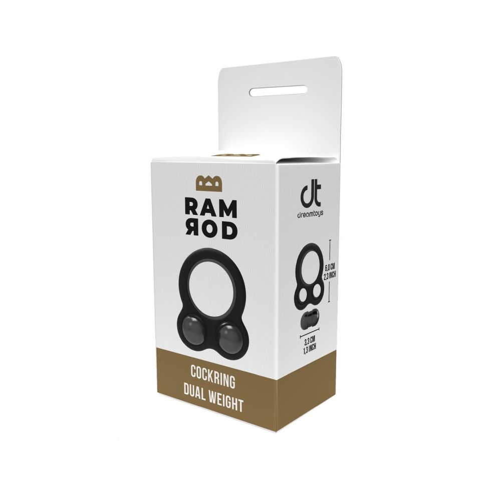 Inel Pentru Penis Ramrod 2 Greutati - Negru, 114g - Pentru Exercitii Kegel, intarirea musculaturii pelviene - Ideal pentru controlarea ejacularii si un penis mai puternic