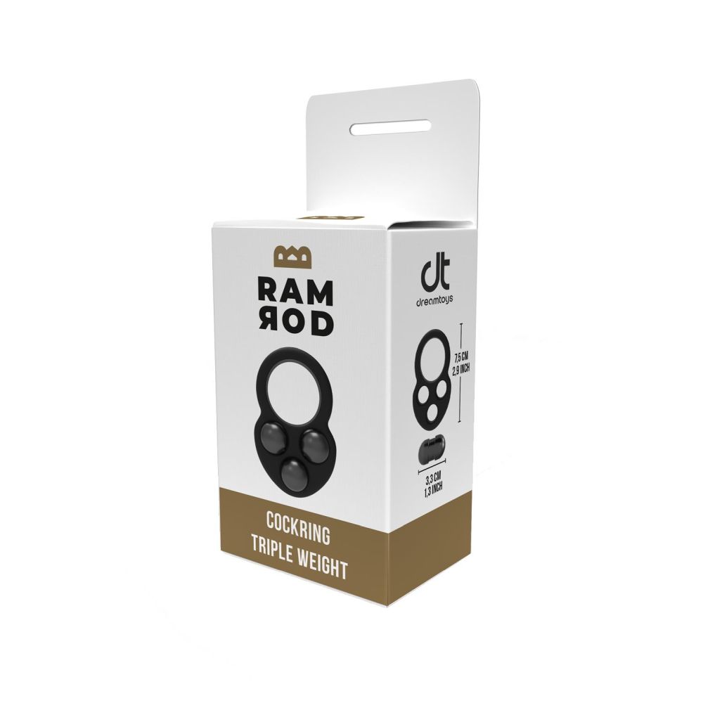 Inel Pentru Penis Ramrod 3 Greutati - Negru, 171g - Pentru Exercitii Kegel, intarirea musculaturii pelviene - Ideal pentru controlarea ejacularii si un penis mai puternic