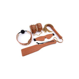 Set BDSM Blaze Elite – Catuse, Minge de Restrictie, Masca de Ochi, Paleta si Bici – Piele Artificiala, Reglabil, Detalii Metalice Fara Nichel