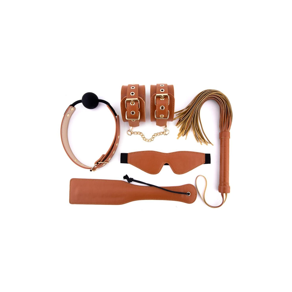 Set BDSM Blaze Elite – Catuse, Minge de Restrictie, Masca de Ochi, Paleta si Bici – Piele Artificiala, Reglabil, Detalii Metalice Fara Nichel