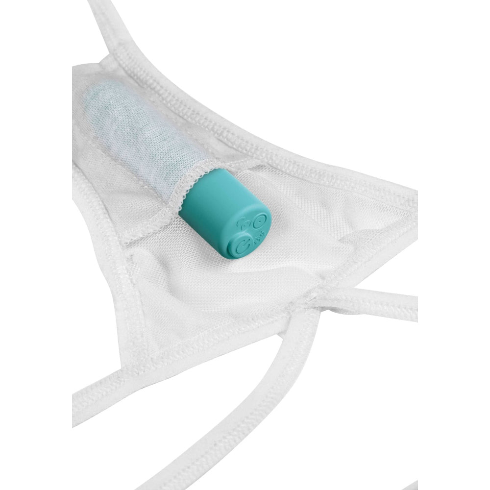 Chiloti Sexy vibratori cu telecomanda Pipedream HookUp Panties - G-String cu plug din silicon impermeabil, Alb