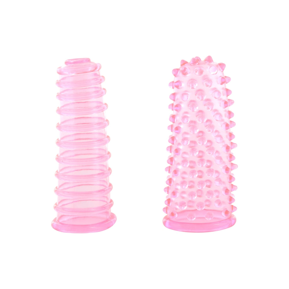 Set de Accesorii de Deget Roz cu textura nubby/bumpy pentru stimulare intensa - Design cu suprafata texturata pentru o placere sporita in timpul utilizarii