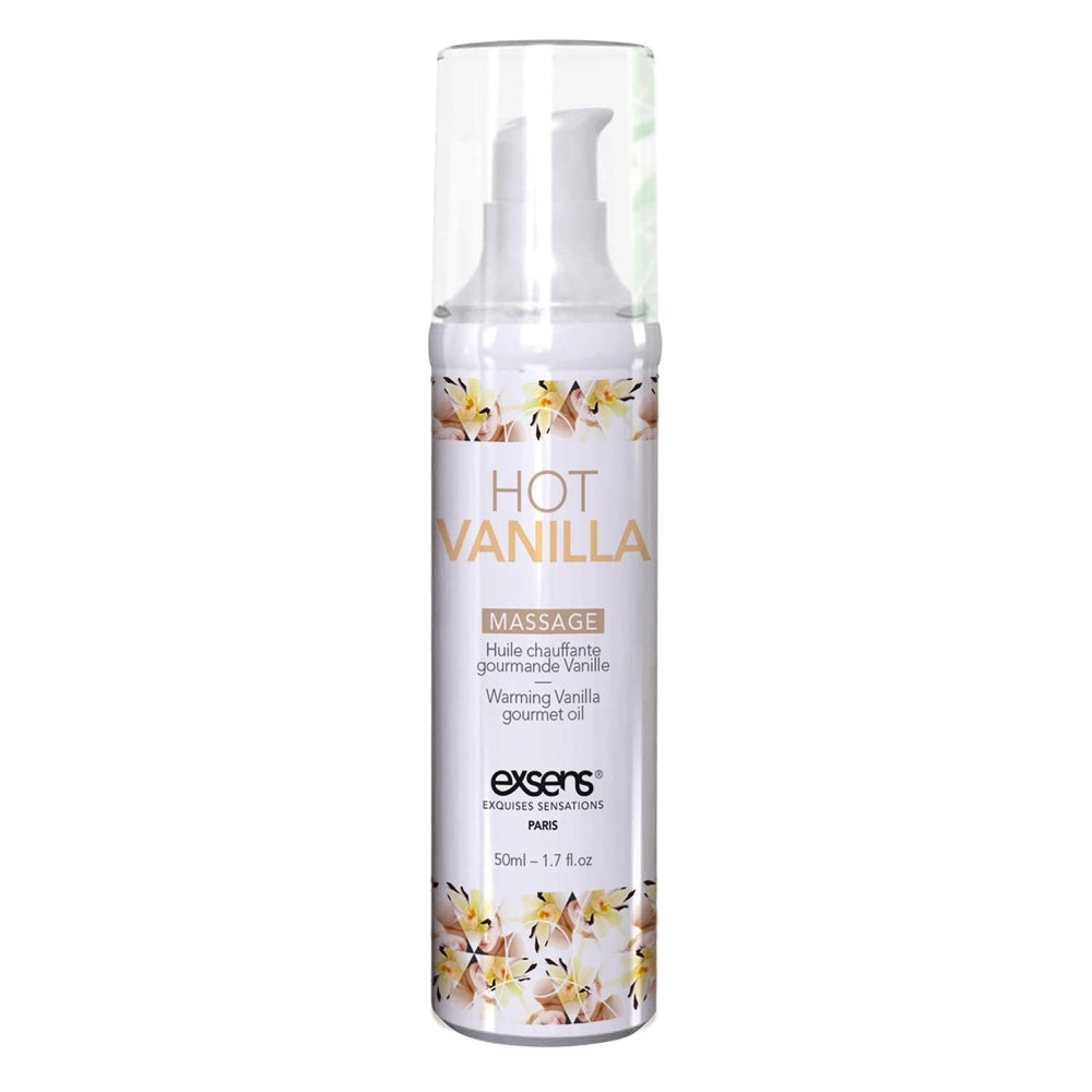 Ulei de masaj incalzitor Exsens Hot Vanilla 50 ml, natural, fara parabeni, pentru barbati, femei si cupluri, comestibil si sigur pentru corp