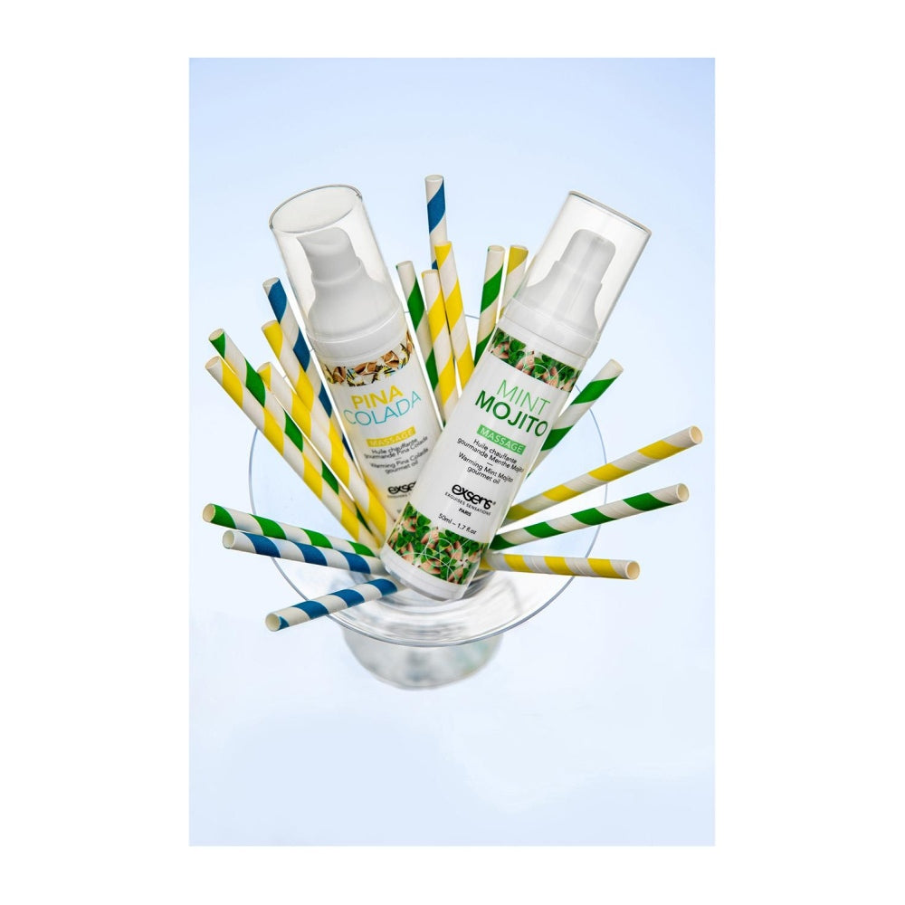 Ulei de masaj incalzitor Exsens Pina Colada 50 ml, natural, fara parabeni, pentru barbati, femei si cupluri, comestibil si sigur pentru corp
