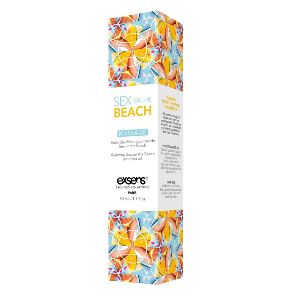 Ulei de masaj incalzitor Exsens Sex on The Beach, natural, fara parabeni, pentru barbati, femei si cupluri, comestibil si sigur pentru corp, 50 ml