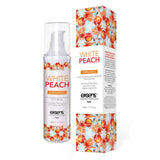 Ulei de masaj incalzitor Exsens White Peach Organic 50 ml, organic, natural, fara parabeni, pentru barbati, femei si cupluri, comestibil si sigur pentru corp