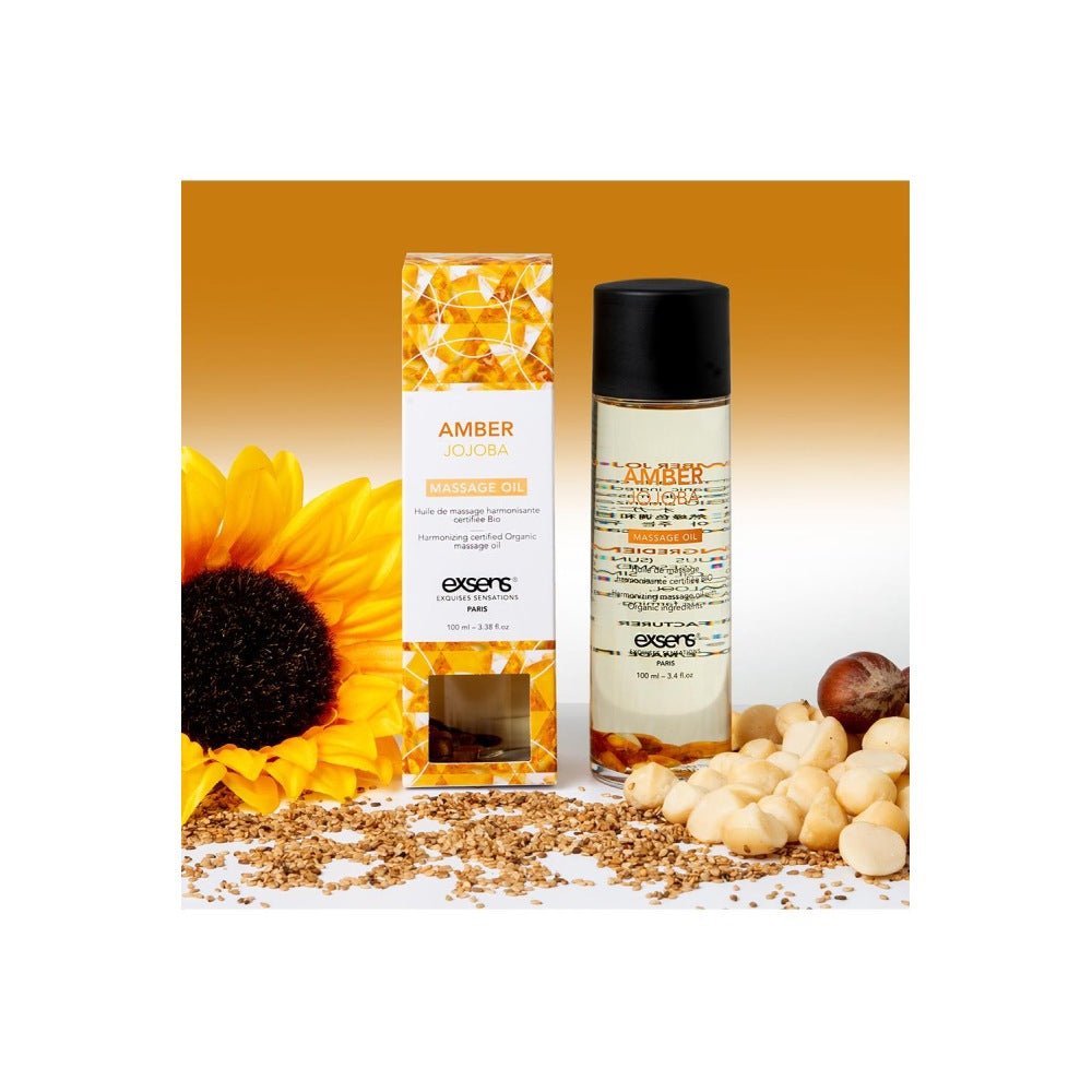 Ulei de masaj organic Exsens Amber Jojoba certificat BIO, transparent, 100 ml