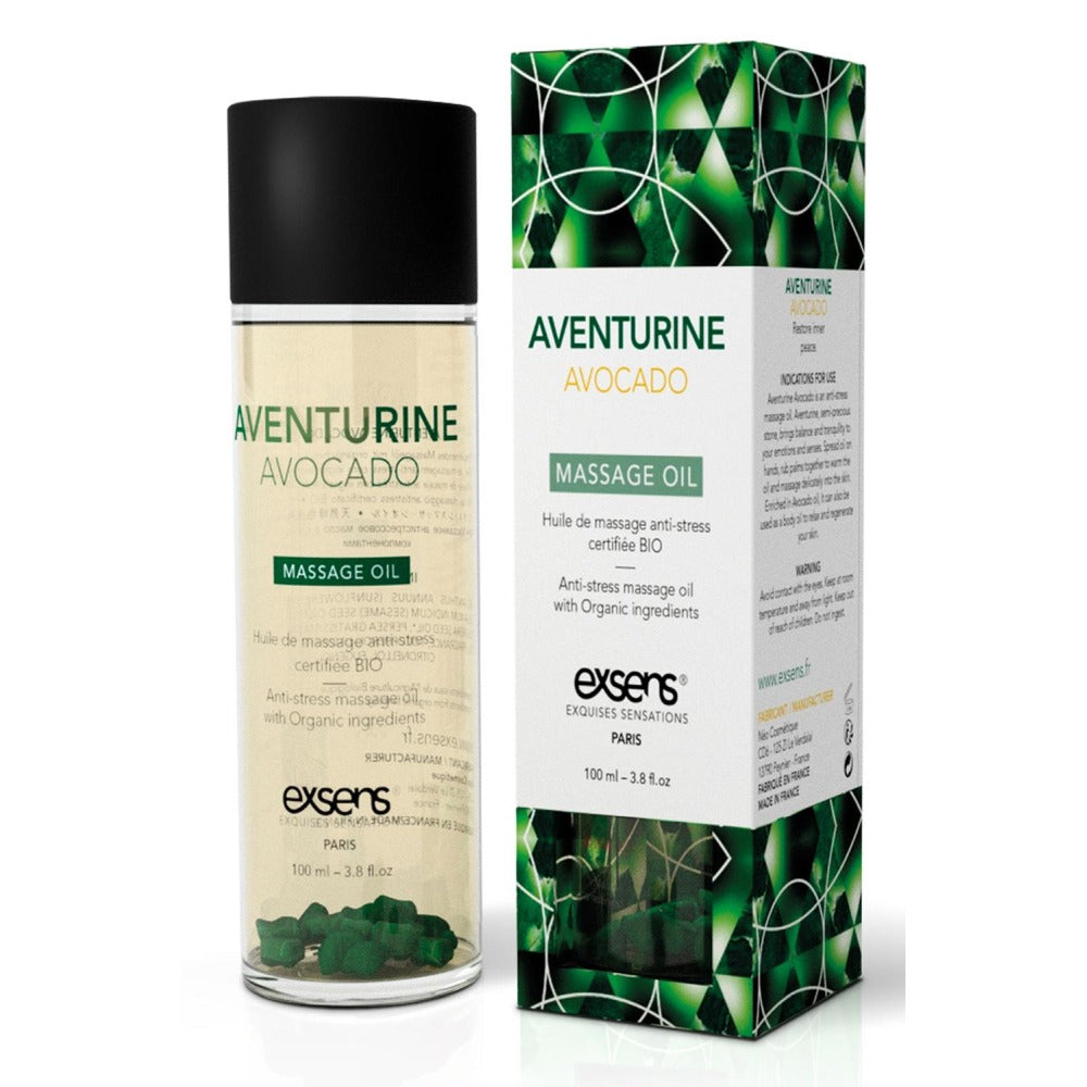 Ulei de masaj organic Exsens Aventurine Avocado certificat BIO, transparent, 100 ml