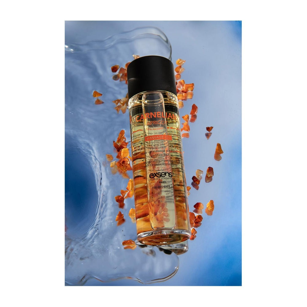 Ulei de masaj organic Exsens Carnelian Apricot certificat BIO, transparent, 100 ml