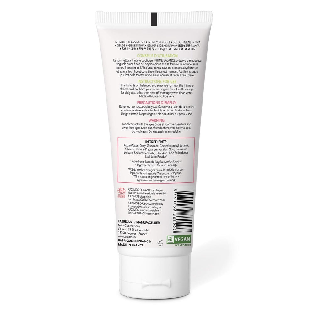 Gel Curatare Intima Exsens Cleaning Gel 100 ml - fara sapun, cu pH fiziologic - 97% ingrediente naturale, Aloe Vera organica - certificat vegan si Cosmos Organic de Ecocert