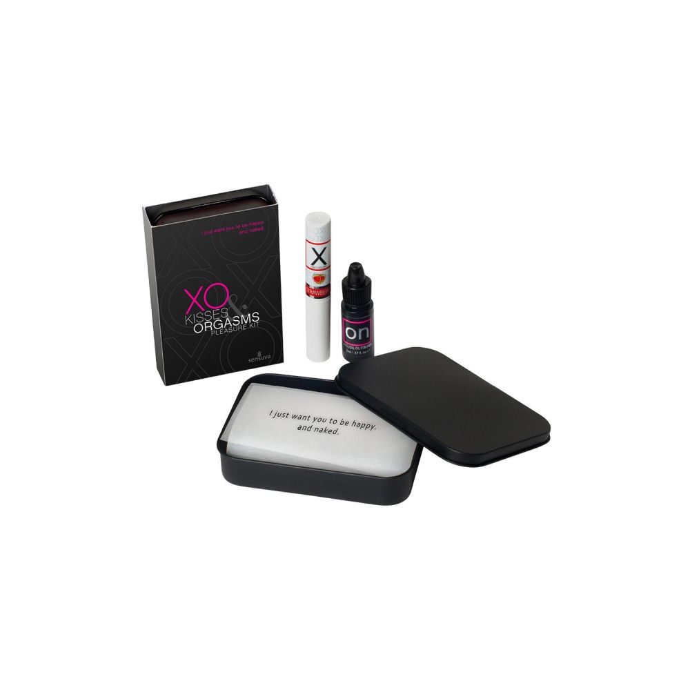 Set Sensuva Xo Kisses & Orgasms - Strugurel Vibrant cu Feromoni, Ulei Afrodiziac, ghid de saruturi - Ideal pentru cadou
