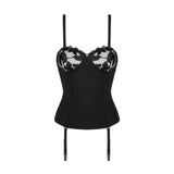 Lenjerie Sexy Corset Negru Editya cu Bretele Detasabile si Balene - Silueta Senzuala, Reglabil pe Spate, Negru