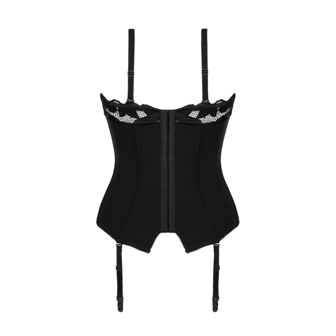 Lenjerie Sexy Corset Negru Editya cu Bretele Detasabile si Balene - Silueta Senzuala, Reglabil pe Spate, Negru