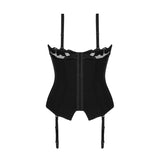 Lenjerie Sexy Corset Negru Editya cu Bretele Detasabile si Balene - Silueta Senzuala, Reglabil pe Spate, Negru