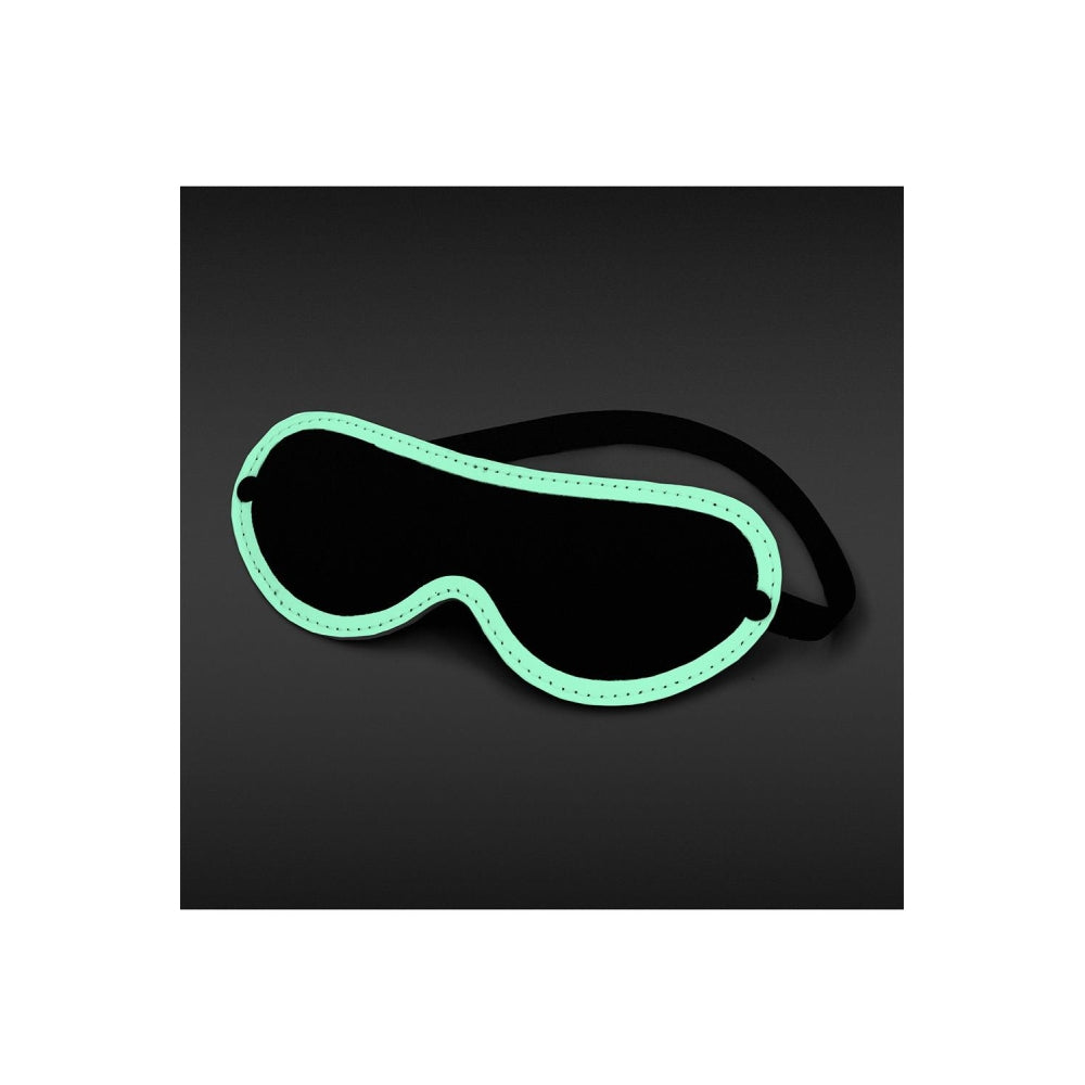 Masca Fosforescenta Bondage NS Novelties GLO - luceste verde - piele sintetica - blindfold confortabil pentru jocuri erotice