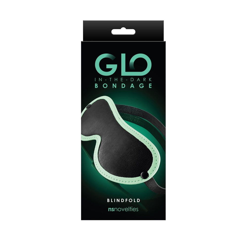 Masca Fosforescenta Bondage NS Novelties GLO - luceste verde - piele sintetica - blindfold confortabil pentru jocuri erotice