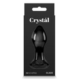 Dop Anal din Sticla Crystal Gem Butt Plug, Small, Negru, compatibil cu orice lubrifianti, fara ftalati, 8.9 cm
