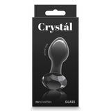Dop Anal din Sticla Crystal Gem Butt Plug, Small, Negru, compatibil cu orice lubrifianti, fara ftalati, 8.9 cm