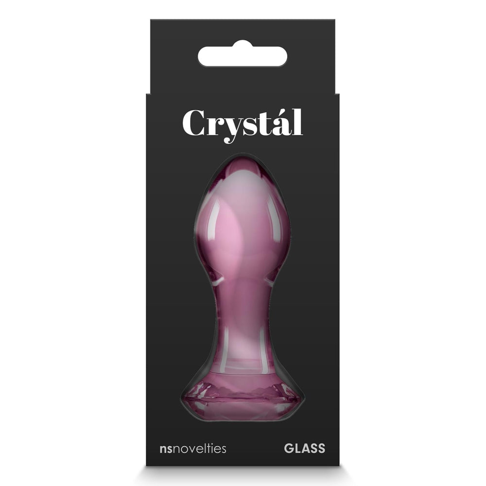 Dop Anal din Sticla Crystal Gem Butt Plug, Small, Roz, compatibil cu orice lubrifianti, fara ftalati, 8.9 cm