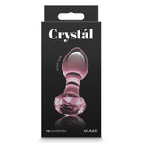 Dop Anal din Sticla Crystal Gem Butt Plug, Small, Roz, compatibil cu orice lubrifianti, fara ftalati, 8.9 cm