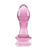 Dop Anal din Sticla Crystal Gem Butt Plug, Small, Roz, compatibil cu orice lubrifianti, fara ftalati, 8.9 cm