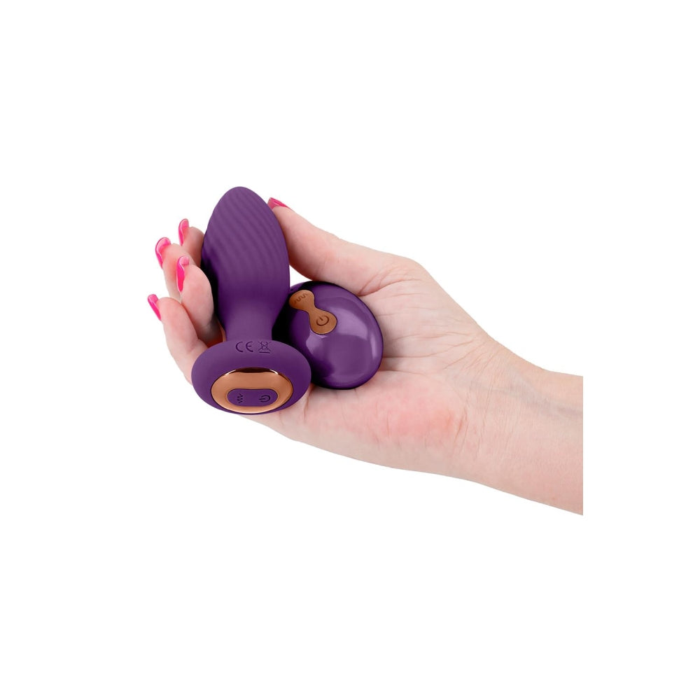 Dop Anal Vibrant Inya Alpine Butt Plug cu telecomanda, Medium, Mov, 6 Moduri Viteza, 10 Functii, wireless, impermeabil IPX7, 9.8 cm