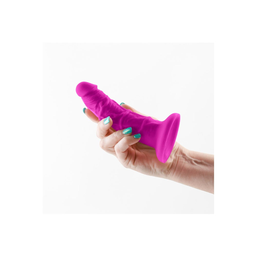 Dildo din Silicon Blush Colours Pleasures, Baza cu ventuza, Mov, 15.8 cm