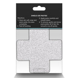 Nipple Covers Autoadezive - Cruci Rosii si Argintii cu Sclipici - Perfect pentru decor corporal - Finisaje din material textil cu sclipici