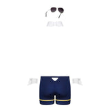 Costum 4 Piese Sexy Pilot pentru Barbati - boxeri, guler cu cravata, mansete si ochelari de soare - ideal pentru jocuri de role play in cuplu