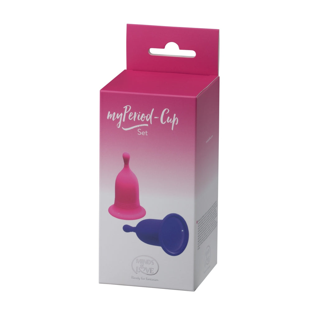 Cupe pentru Menstruatie My Period-Cup 2 Bucati - cupa menstruala reutilizabila si ecologica - disponibila in 2 maribi - fabricata din silicon fara ftalati, latex, coloranti sau parfumuri