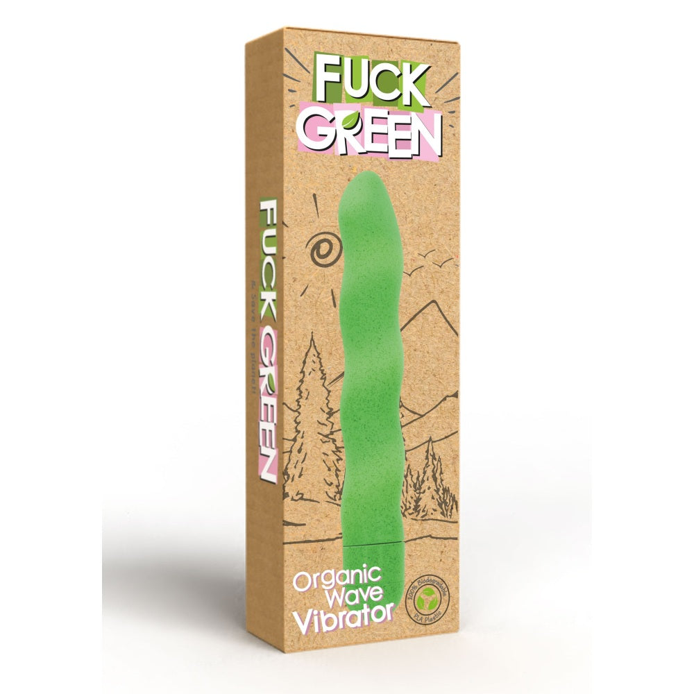 Vibrator Vegan Clasic Organic Wave, Verde, 18 cm