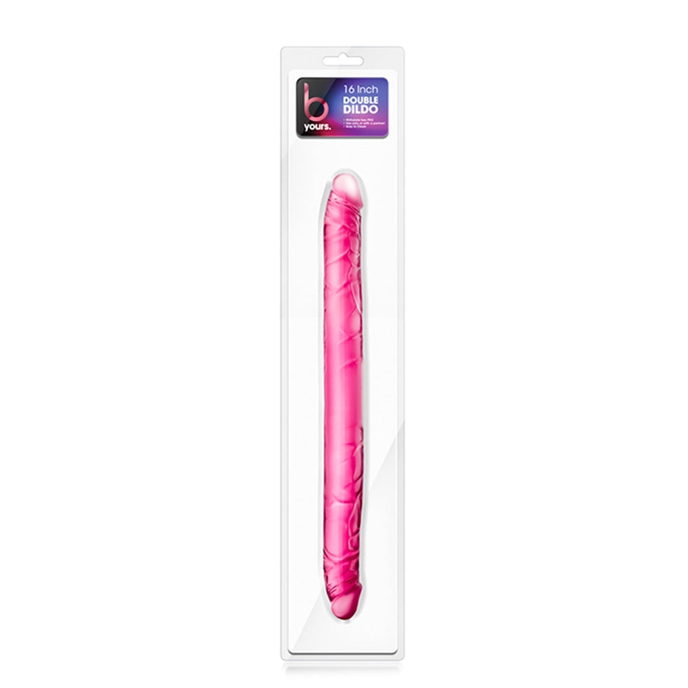 Dildo Dublu cu Design Realist Blush B Yours - Roz, 40 cm - Flexibilitate versatila, Fabricat din PVC sigur pentru corp