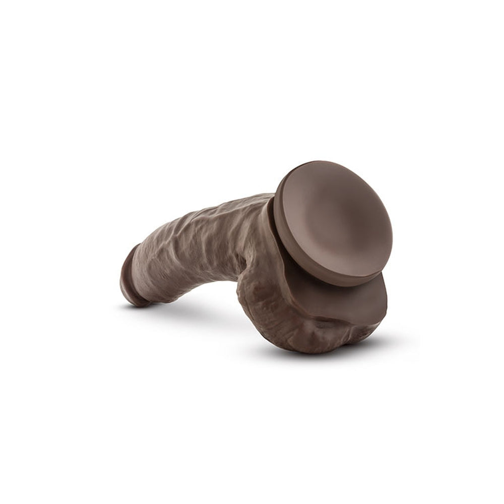 Dildo Realistic Mr Major Blush Novelties Dr. Skin 23 cm Lungime 5 cm Grosime cu Baza cu Ventuza si Testicule, Jucarie Sexuala pentru Femei, Barbati, Cupluri, Jucarie pentru Incepatori, Ciocolata