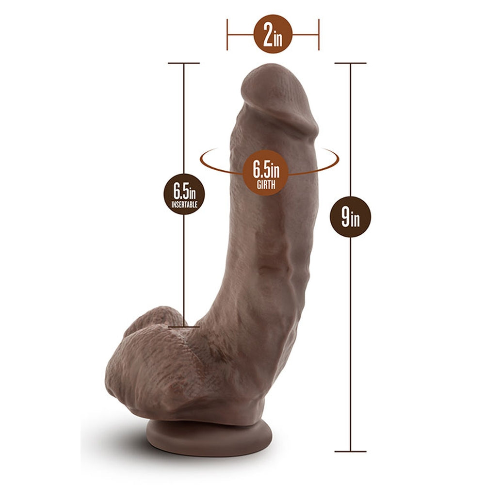 Dildo Realistic Mr Major Blush Novelties Dr. Skin 23 cm Lungime 5 cm Grosime cu Baza cu Ventuza si Testicule, Jucarie Sexuala pentru Femei, Barbati, Cupluri, Jucarie pentru Incepatori, Ciocolata