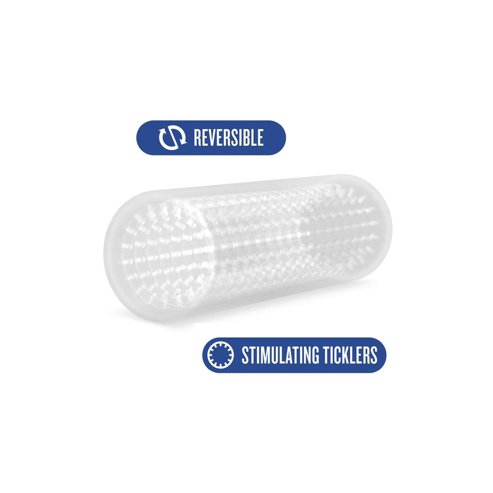 Masturbator Blush M for Men Stroke Sleeve Clear - 13.9 cm - reversibil cu nodule moi sau senzatii netede - fara parfum, ftalati, parafine sau latex - potrivit pentru jocuri solo sau accessoriu pentru sex oral in cuplu - transparent