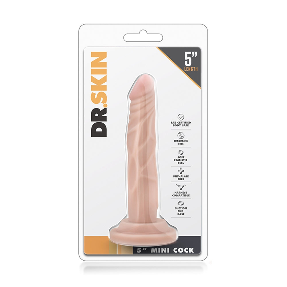 Blush Novelties, Dr. Skin, Dildo Realistic Mic 12.7 cm, 2.5 cm Subtire, Compatibil cu Hamuri, Ventuza pentru Joaca Fara Maini, Ideal pentru Pegging Anal, Jucarie Sexuala pentru Incepatori Femei Barbati Cupluri, Culoarea Pielii
