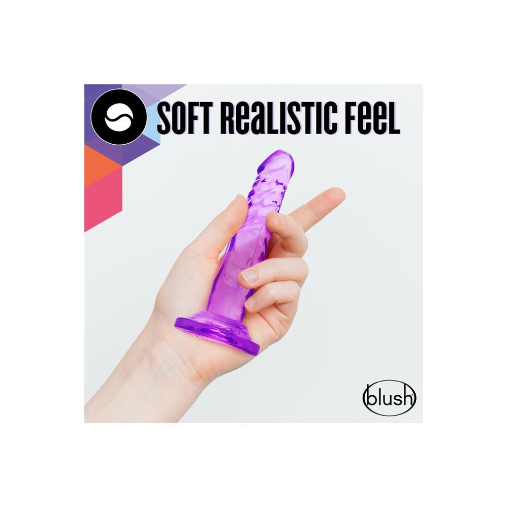 Dildo Realist Blush Novelties Naturally Yours Mini Cock 12,7 cm cu Baza cu Ventuza, Compatibil cu Ham, Jucarie Sexuala pentru Femei – Mov