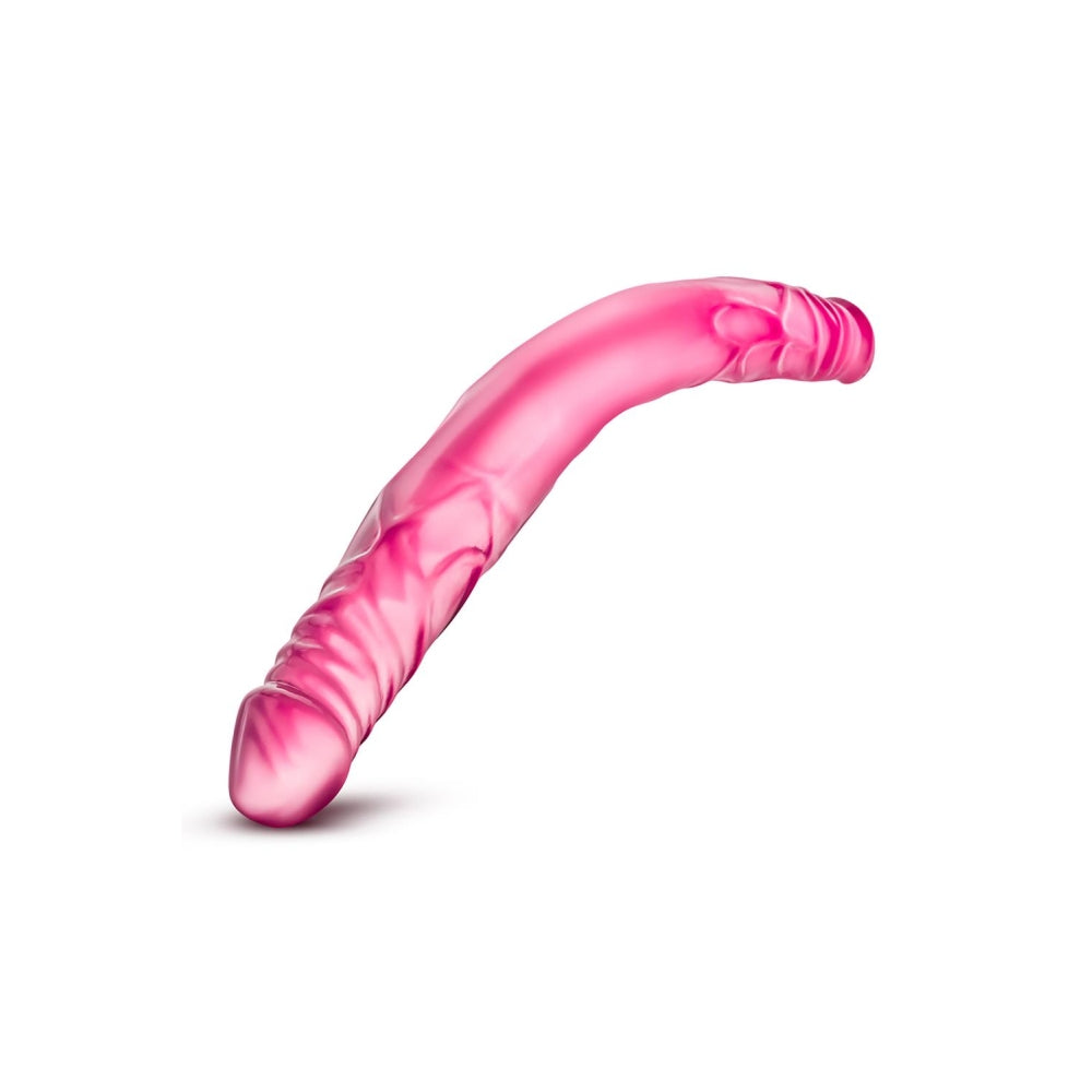 Dildo Dublu cu Design Realist Blush B Yours - Roz, 35 cm - Flexibilitate versatila, Fabricat din PVC sigur pentru corp