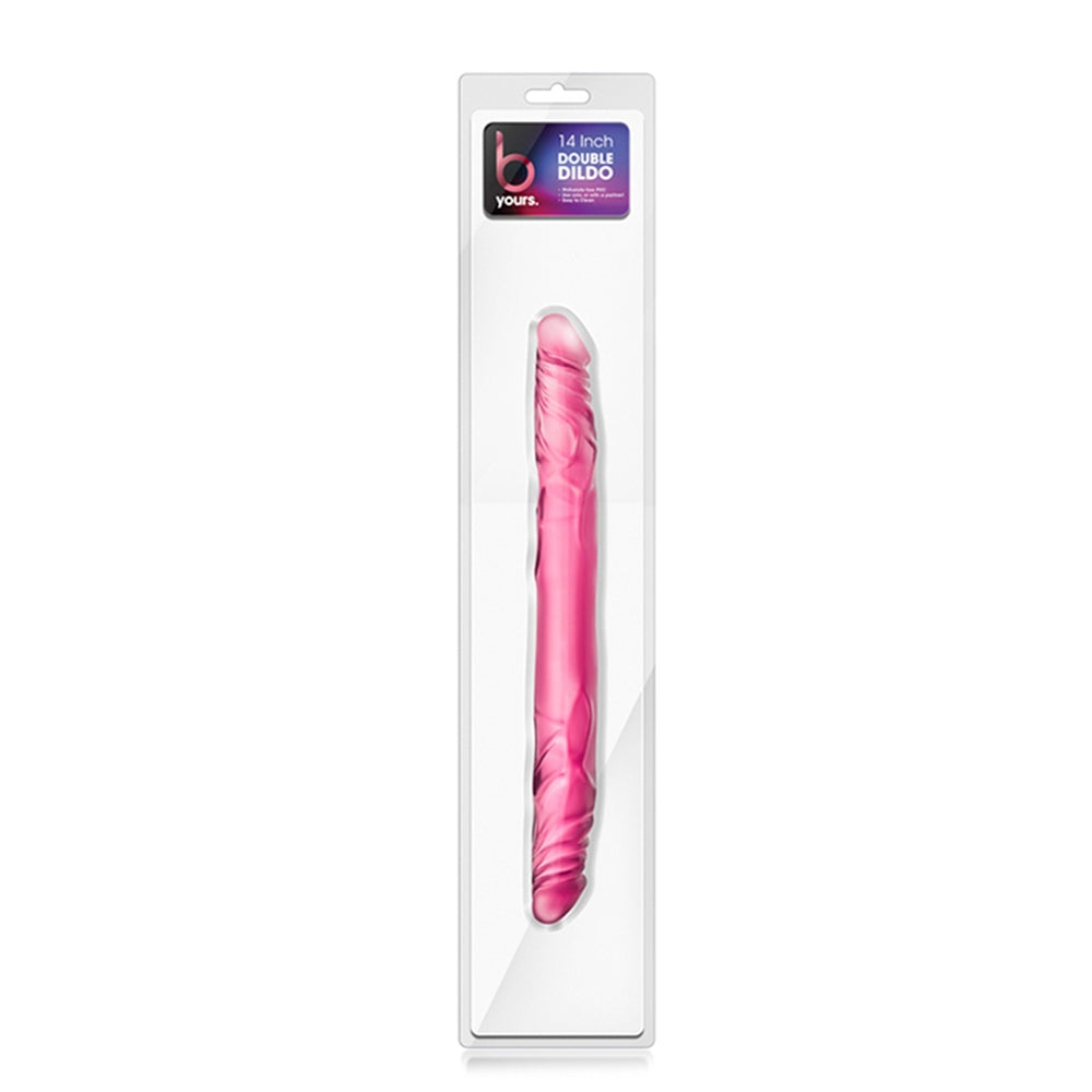Dildo Dublu cu Design Realist Blush B Yours - Roz, 35 cm - Flexibilitate versatila, Fabricat din PVC sigur pentru corp