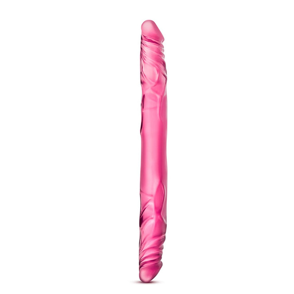 Dildo Dublu cu Design Realist Blush B Yours - Roz, 35 cm - Flexibilitate versatila, Fabricat din PVC sigur pentru corp