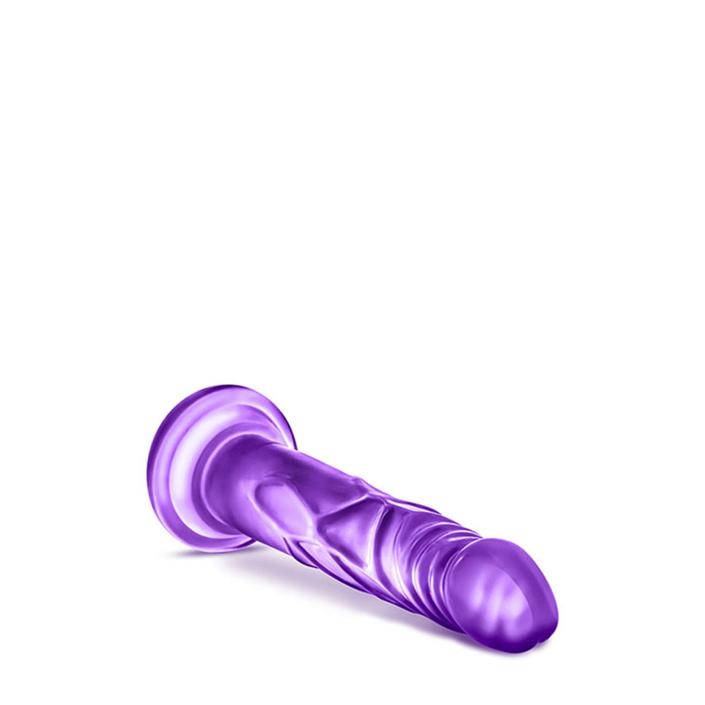 Dildo realist Blush Novelties B Yours Sweet n Hard 5 - 19 cm lungime - 3.4 cm grosime - Compatibil cu hamuri, ventuza pentru joc hands-free - Jucarie sexuala pentru barbati, femei, cupluri - Mov transparent