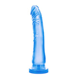 Dildo Realist Blush Novelties B Yours Sweet n Hard 6 – 21,5 cm Lungime, 5 cm Grosime – Compatibil cu Hamuri, Baza cu Ventuza pentru Jocuri Fara Maini – Jucarie Sexuala Moale si Realista pentru Barbati, Femei si Cupluri – Albastru Transparent
