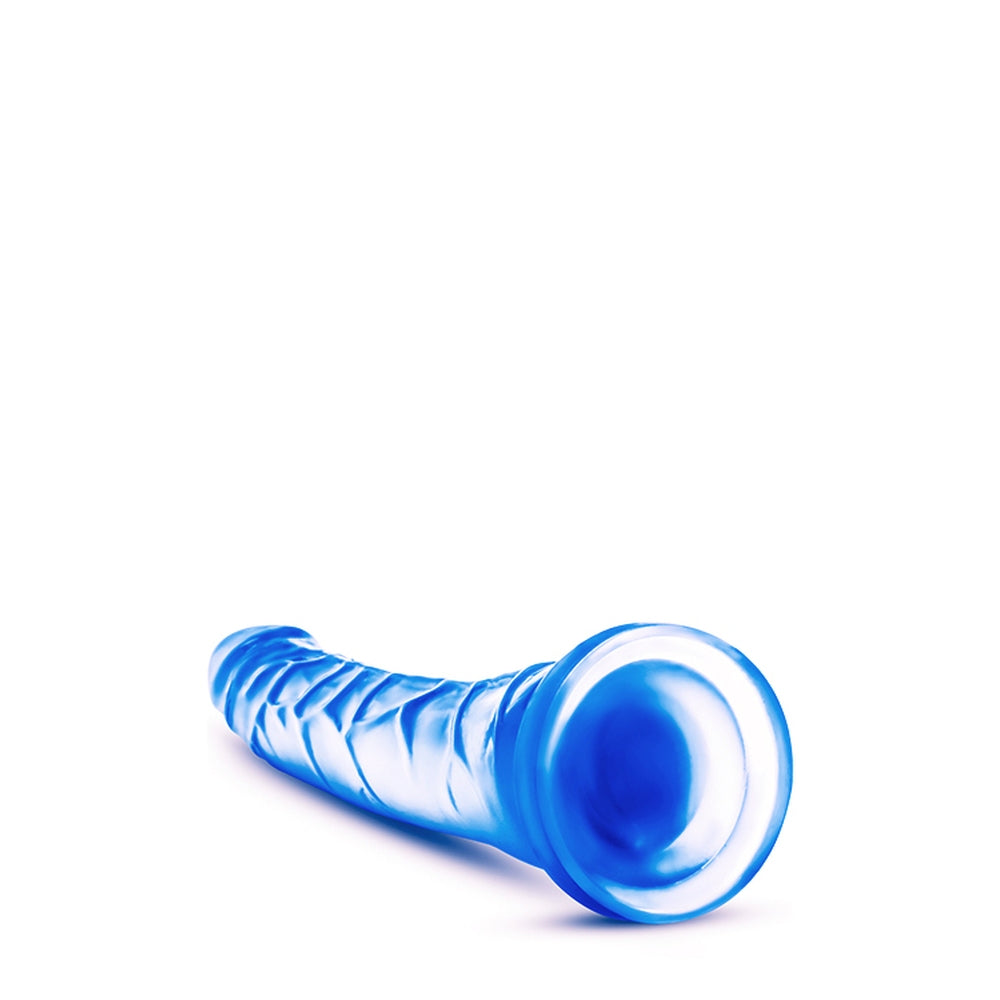 Dildo Realist Blush Novelties B Yours Sweet n Hard 6 – 21,5 cm Lungime, 5 cm Grosime – Compatibil cu Hamuri, Baza cu Ventuza pentru Jocuri Fara Maini – Jucarie Sexuala Moale si Realista pentru Barbati, Femei si Cupluri – Albastru Transparent