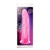 Dildo Realist Blush Novelties B Yours Sweet n Hard 6 – 21,5 cm Lungime, 5 cm Grosime – Compatibil cu Hamuri, Baza cu Ventuza pentru Jocuri Fara Maini – Jucarie Sexuala Moale si Realista pentru Barbati, Femei si Cupluri – Roz Transparent