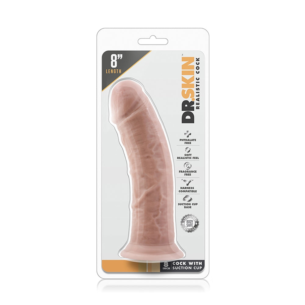 Blush Novelties, Dr Skin, Dildo Realist 20cm Lungime Mare - 5cm Grosime Extra - Ventuza Puternica Compatibil Ham StrapOn pentru Joc Fara Maini - Jucarie Sex pentru Femei Barbati, Sigura pentru Corp, Culoarea Pielii