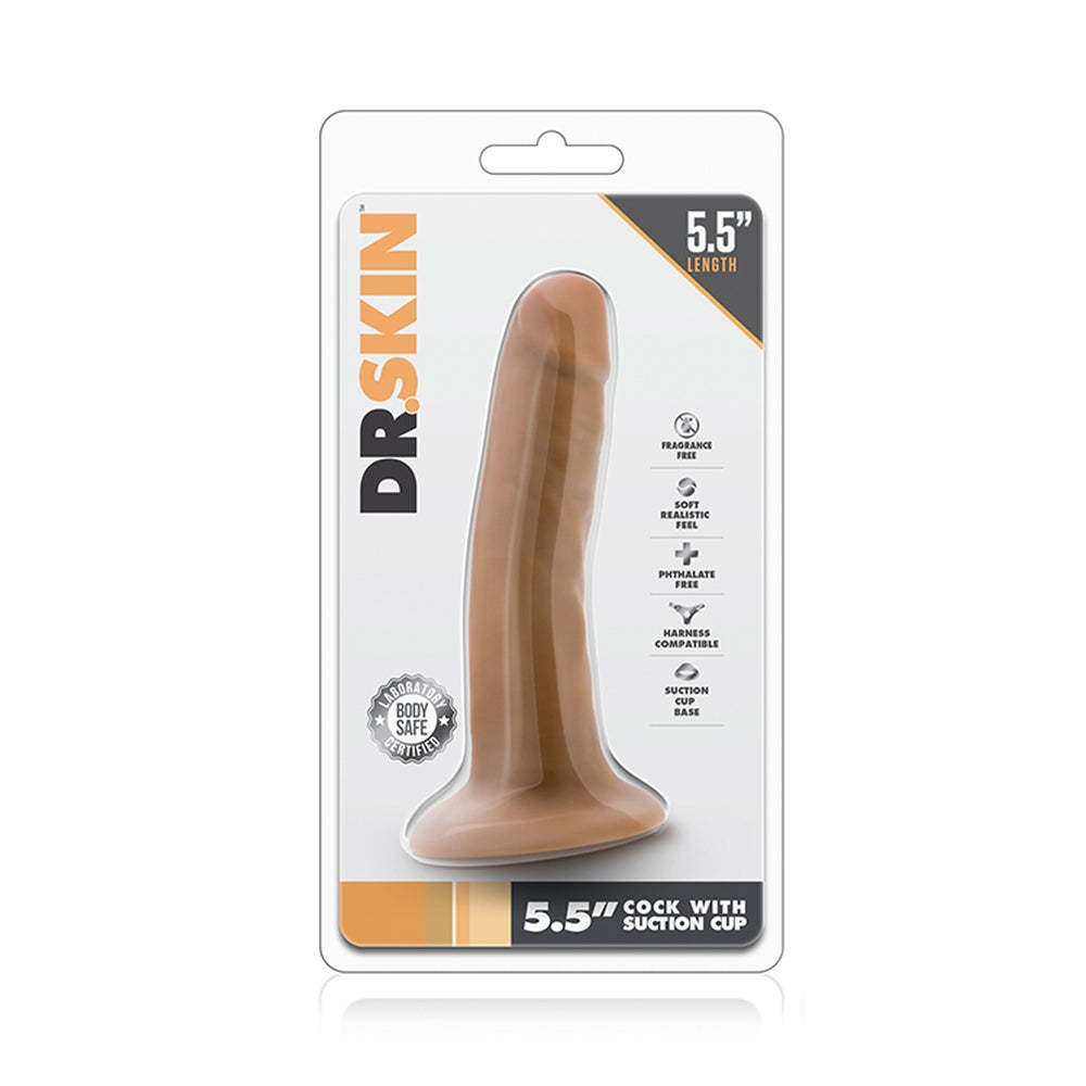 Blush Novelties Dr. Skin - Dildo Realist Moale 14 cm cu Ventuza - Dildo Mic Compatibil cu Ham pentru Pegging, Jucarii Sexuale Anale Adult pentru Femei - Jucarii Sexuale Sculptate pentru Cupluri - Mocha