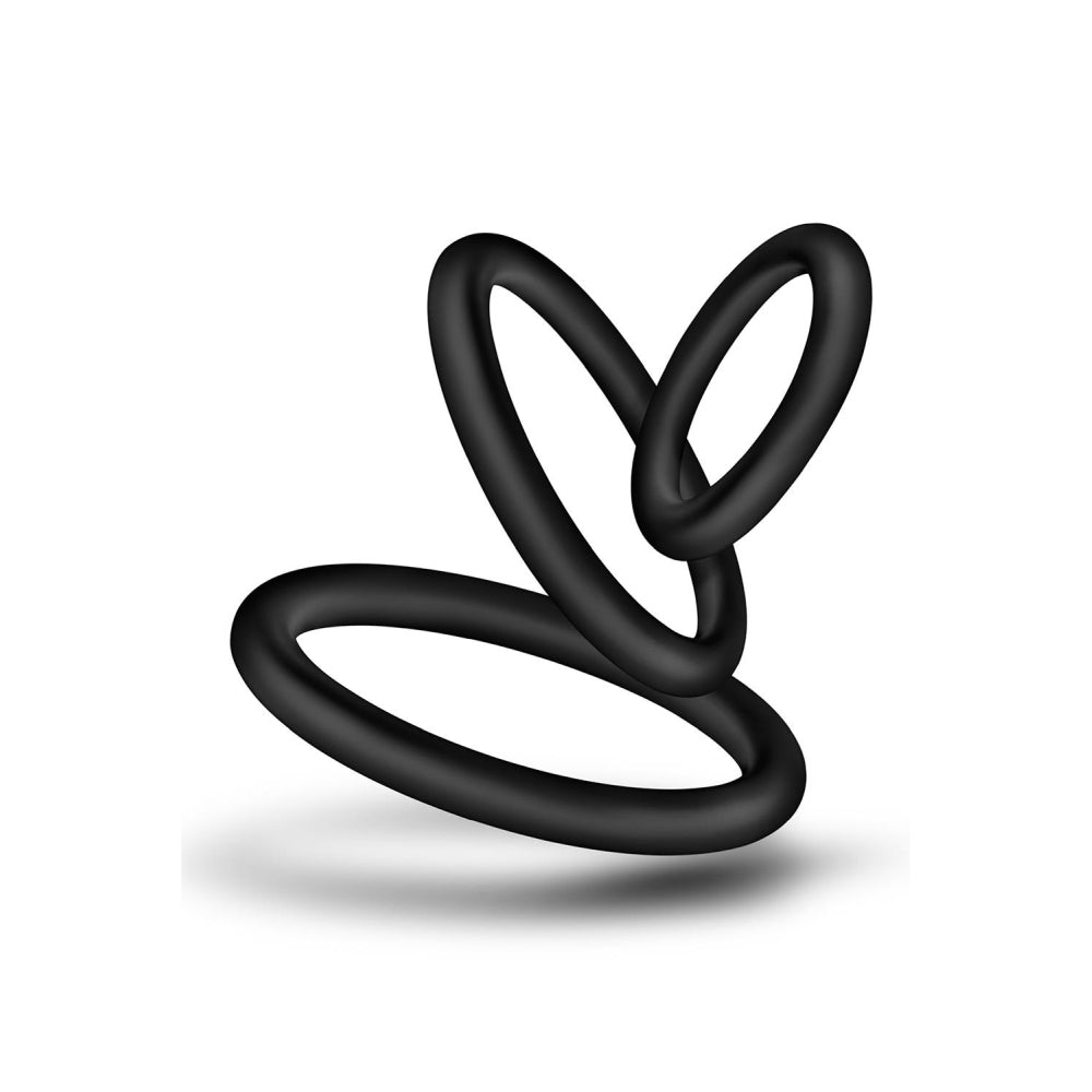 Blush Performance VS4 - Inele Penis Puria Silicon - Set de Inele C Flexibile si Durabile pentru Erectie - Compatibile cu Ham Strap On - Set 3 Bucati pentru Marirea Penisului - Negru